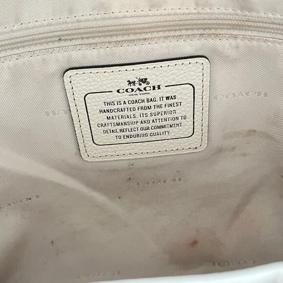 Coach Edie 31 Shoulder Bag – Chalk Pebbled Leather Silver & Gold Rivets /Dustbag - Picture 12 of 16